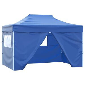 vidaXL Tente de r&eacute;ception pliable avec 4 parois 3x4 m Acier Bleu