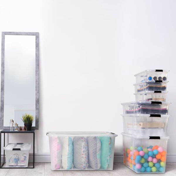 vidaXL Bo&icirc;tes de rangement avec couvercles 5 pcs Transparent 32 L
