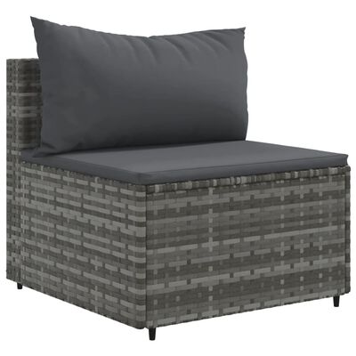 vidaXL Salon de jardin avec coussins 7 pcs gris résine tressée