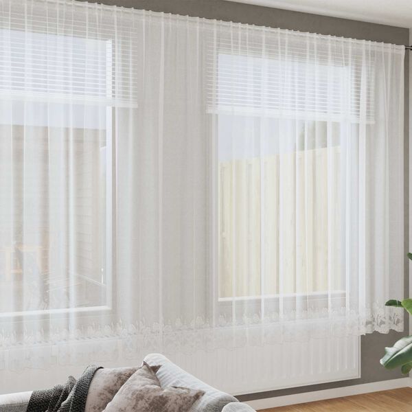 vidaXL Rideau en Dentelle Floral Blanc 220 x 400 cm Polyester