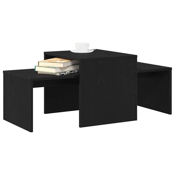 vidaXL Tables gigognes Ch&ecirc;ne noir 100 x 48 x 40 cm Bois d'ing&eacute;nierie