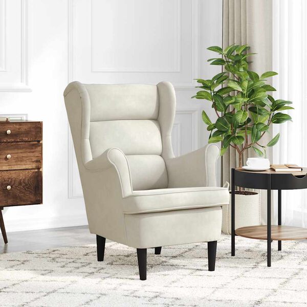 vidaXL Fauteuil blanc cr&egrave;me velours