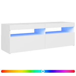 vidaXL Meuble TV avec lumi&egrave;res LED blanc 120x35x40 cm