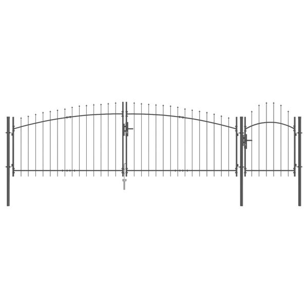 vidaXL Porte de Jardin avec verrouillage Gris 125 x 500 cm Acier