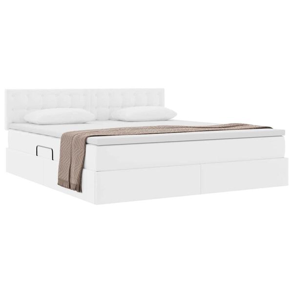 vidaXL Lit avec rangement et matelas Blanc pur 180 x 200 cm