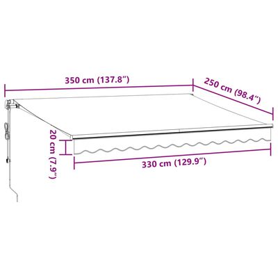 vidaXL Auvent rétractable automatique bordeaux 350x250 cm