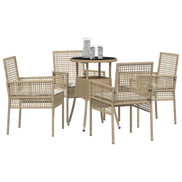 vidaXL Ensemble de salle à manger pour jardin 5 pcs Beige Poly rotin