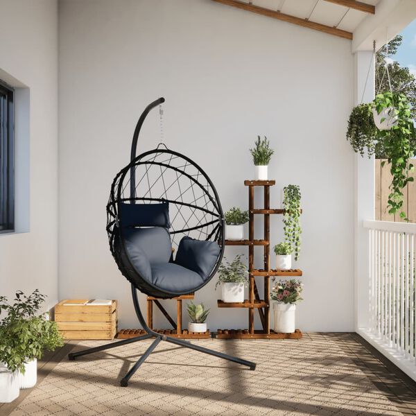 vidaXL Chaise suspendue en forme d'&oelig;uf avec support anthracite