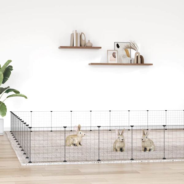 vidaXL Cage animaux de compagnie &agrave; 44 panneaux et porte Noir 35x35 cm