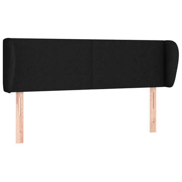 vidaXL T&ecirc;te de lit avec oreilles Noir 147x23x78/88 cm Tissu