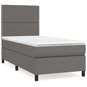 vidaXL Sommier &agrave; lattes de lit avec matelas Gris 90x190 cm Similicuir