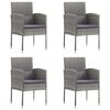 vidaXL Chaises de jardin coussins gris fonc&eacute; 4 pcs gris r&eacute;sine tress&eacute;e