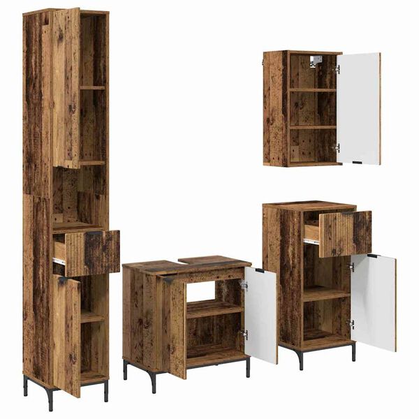 vidaXL Ensemble de mobilier de salle de bain avec tiroir Bois Ancien
