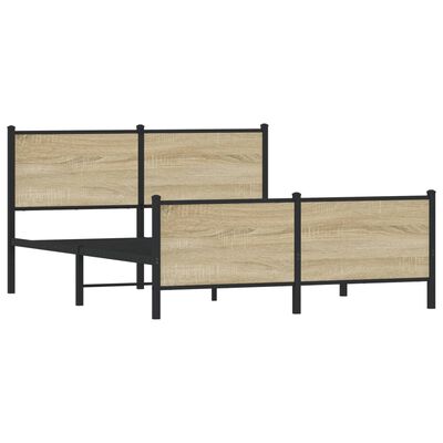 vidaXL Cadre de lit en métal sans matelas chêne sonoma 137x190 cm