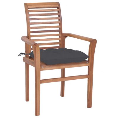 vidaXL Chaises à manger lot de 2 avec coussins anthracite Bois de teck