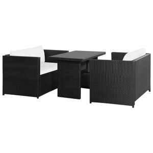 vidaXL Salon de jardin 3 pcs avec coussins R&eacute;sine tress&eacute;e Noir
