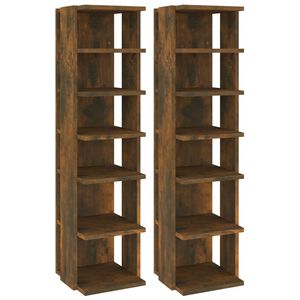 vidaXL &Eacute;tag&egrave;res &agrave; chaussures 2 pcs Ch&ecirc;ne fum&eacute; 27,5x27x102 cm