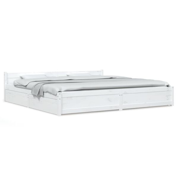 vidaXL Cadre de lit sans matelas avec tiroirs blanc 200x200 cm