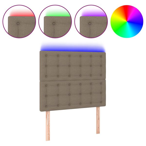 vidaXL T&ecirc;te de lit &agrave; LED Taupe 90x5x118/128 cm Tissu