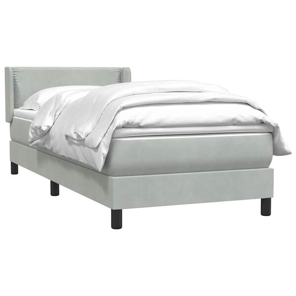 vidaXL Sommier &agrave; lattes de lit et matelas gris clair 80x210 cm velours