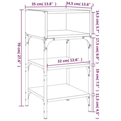 vidaXL Table de chevet noir 35x34,5x70 cm bois d’ingénierie