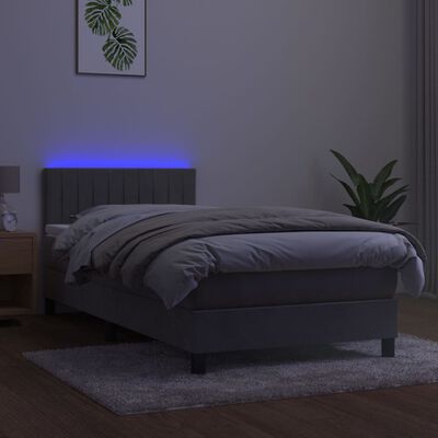 vidaXL Sommier à lattes de lit et matelas et LED Gris clair 90x200cm