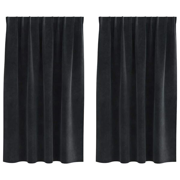 vidaXL Rideaux occultants 2 pcs Noir 140 x 140 cm Velours