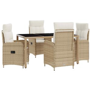 vidaXL Ensemble de repas ext&eacute;rieur 5 pc Beige et blanc cr&egrave;me polyrotin