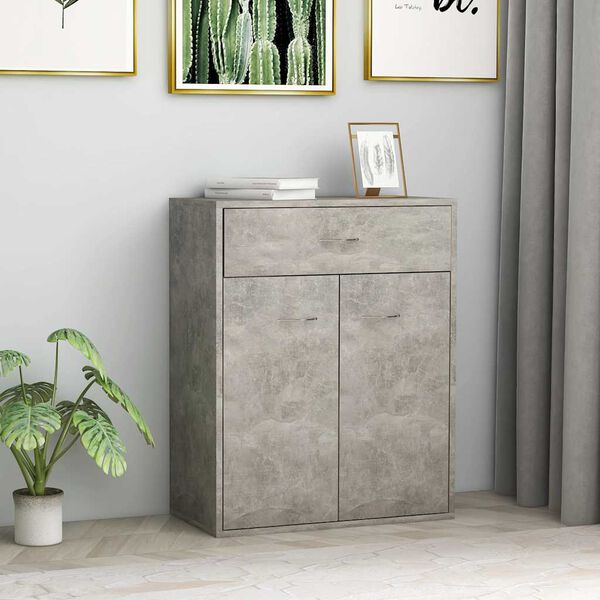 vidaXL Buffet Gris b&eacute;ton 60x30x75 cm Bois d'ing&eacute;nierie
