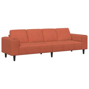vidaXL Canap&eacute; Rouge orange 250 x 77 x 76 cm Tissu en velours c&ocirc;tel&eacute;