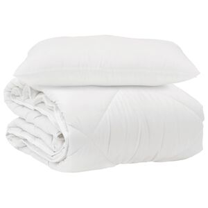 vidaXL Couette avec oreiller 2 pi&egrave;ces Blanc Microfibre