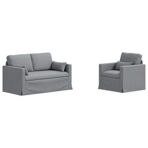 vidaXL Ensemble de Canap&eacute;s 2 pcs Gris clair 139 x 78 x 80 cm tissu
