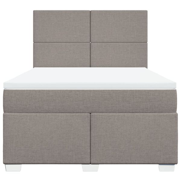 vidaXL Sommier &agrave; lattes de lit avec matelas Taupe 160x200 cm Tissu