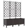 vidaXL Bac de jardin avec treillis et roues 3 pc Marron PP