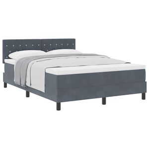 vidaXL Lit &agrave; ressorts avec matelas Gris fonc&eacute; 160 x 200 cm Velours