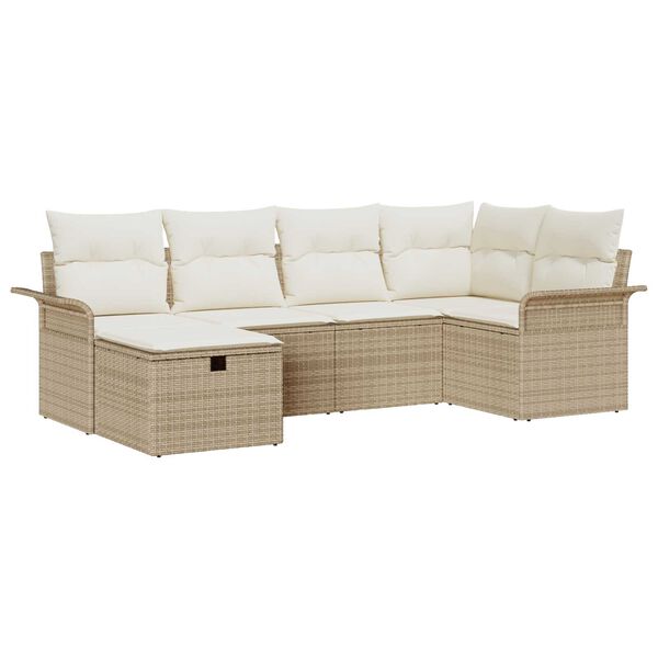 vidaXL Ensemble de canap&eacute; de jardin 6 pcs Beige et cr&egrave;me polyrotin