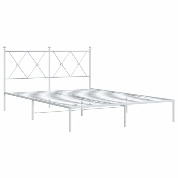 vidaXL Cadre de lit m&eacute;tal sans matelas et t&ecirc;te de lit blanc 140x200 cm