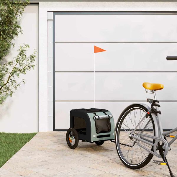 vidaXL Remorque de v&eacute;lo pour animaux de compagnie gris et noir