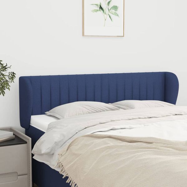 vidaXL T&ecirc;te de lit avec oreilles Bleu 147x23x78/88 cm Tissu