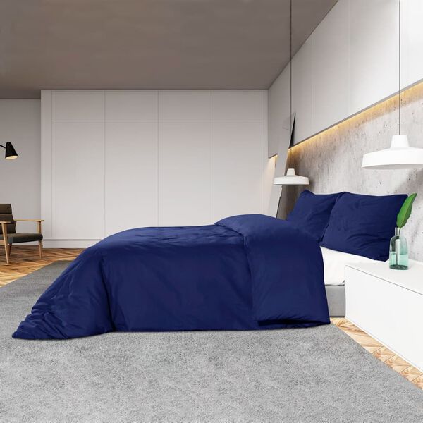 vidaXL Ensemble de housse de couette Bleu marine 200x200 cm Coton