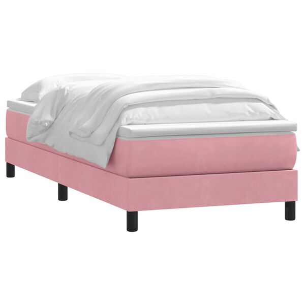 vidaXL Sommier &agrave; lattes de lit avec matelas rose 80x220 cm velours
