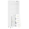 vidaXL Buffet haut Blanc 69,5x34x180 cm Bois d'ing&eacute;nierie