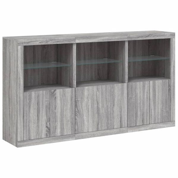 vidaXL Buffet avec lumi&egrave;res LED sonoma gris 181,5x37x100 cm