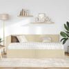 vidaXL Cadre de lit d'angle avec matelas 2 pcs Cr&egrave;me Velours