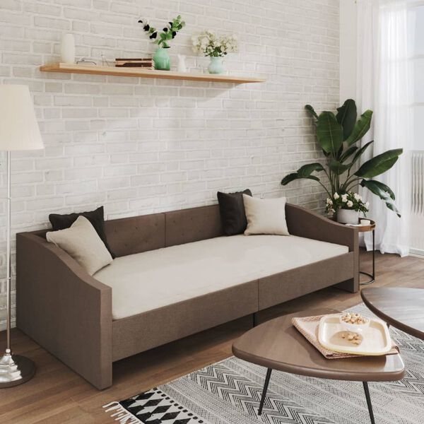 vidaXL Lit avec matelas et USB Taupe Tissu 90x200 cm