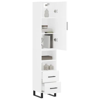 vidaXL Buffet haut Blanc 34,5x34x180 cm Bois d'ingénierie