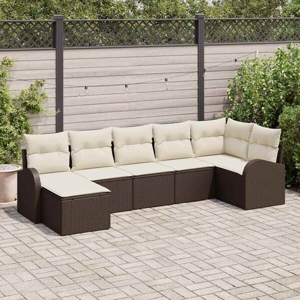 vidaXL Ensemble de canapé de jardin 7 pcs Marron Poly rotin