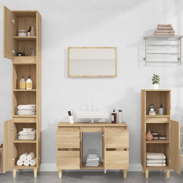 vidaXL Meuble d'&eacute;vier ch&ecirc;ne sonoma 80x33x60 cm bois d'ing&eacute;nierie