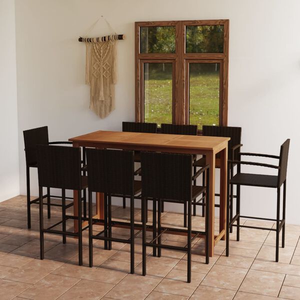 vidaXL Ensemble de bar de jardin 9 pcs Marron