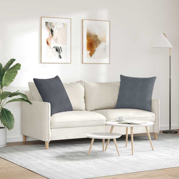 vidaXL Coussins de canap&eacute; 2 pcs Gris fonc&eacute; 80 x 80 cm
